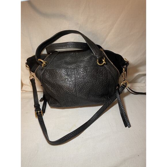 Vince Camuto Purse Bag Black Pebbled Leather Snap & Zip Multi Compartment - Picture 9 of 16